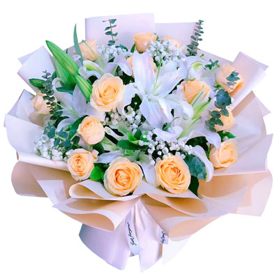 郴州16朵香槟玫瑰2支百合，爱的温暖和幸福