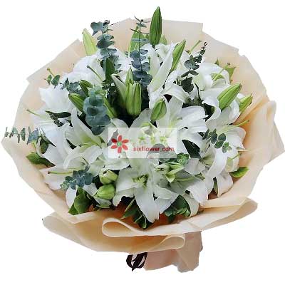 郴州9支白色多头百合，祝福你幸福