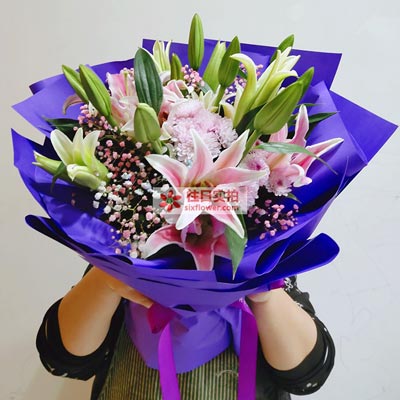 郴州6支粉色多头百合，真诚的问候